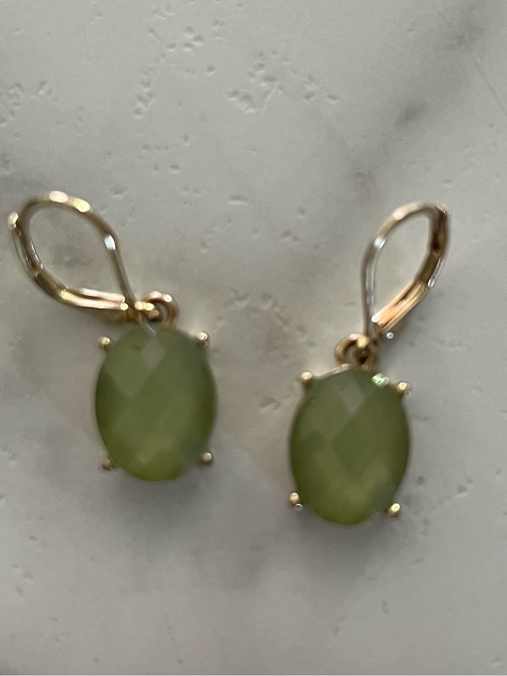 Napier Olive Green Faceted Oval Drop Earrings - Women Jewelry